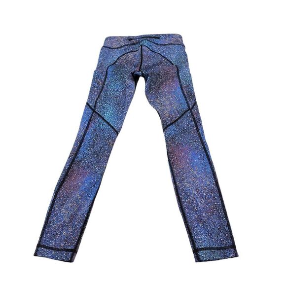 Lululemon Activewear Leggings Womens Size 4 Purple Mermaid Strive Elastic Waist - Picture 1 of 12